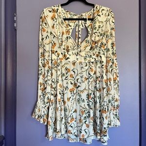 Free People White & Yellow Floral 70’s Dress